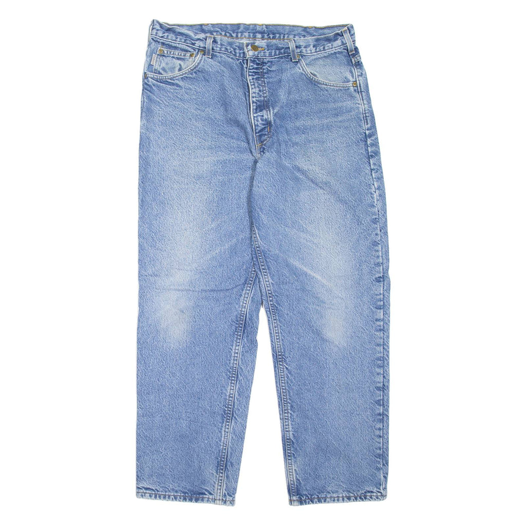 CARHARTT Blanket Lined Workwear Mens Jeans Blue Tapered Stone Wash W35 L29