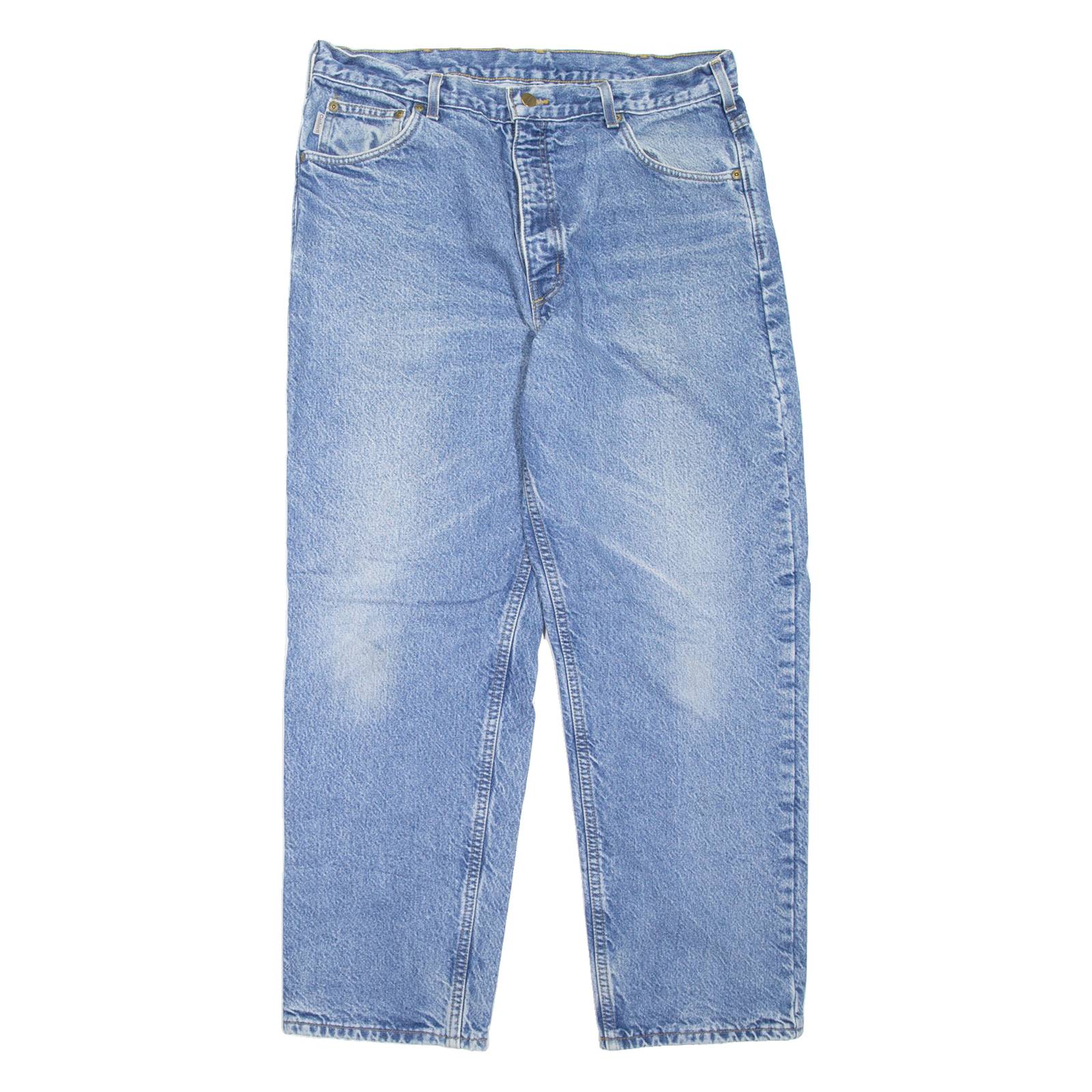 CARHARTT Blanket Lined Workwear Mens Jeans Blue Tapered Stone Wash W35 L29