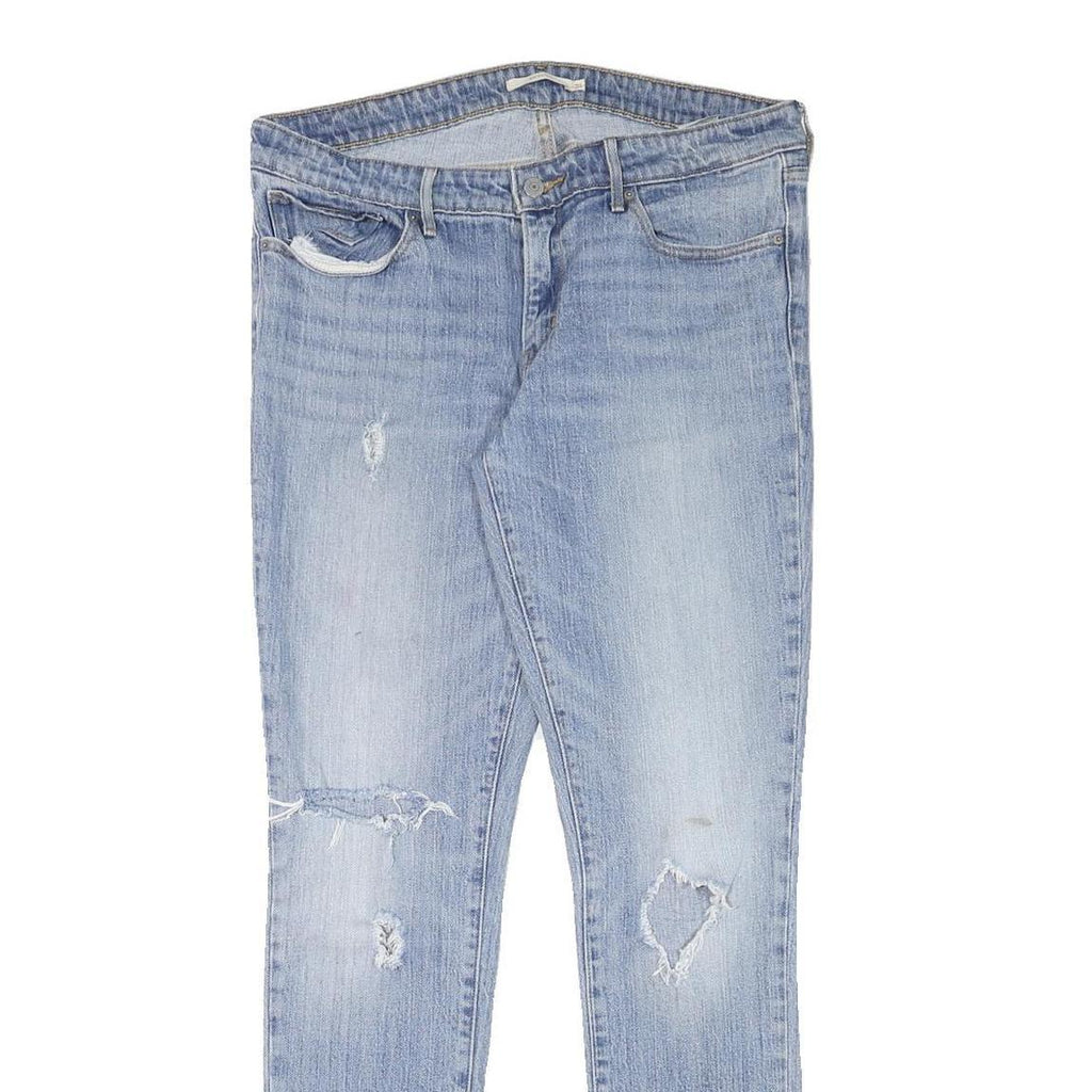 LEVI'S 711 Womens Slim Blue Denim Light W34 L31 Ripped Skinny Jeans Cotton Blend