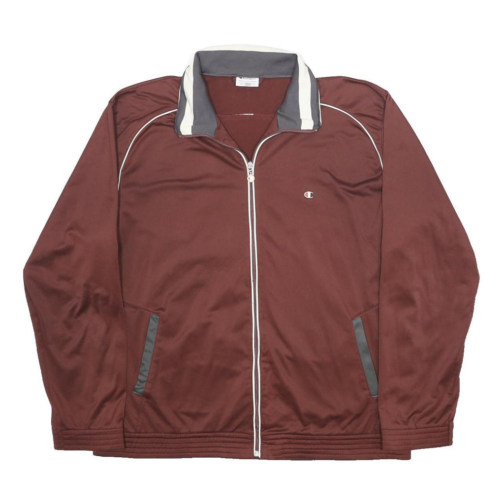 CHAMPION Mens Maroon & Grey Zip Up Jacket 2XL Polyester Trackstyle Sportswear