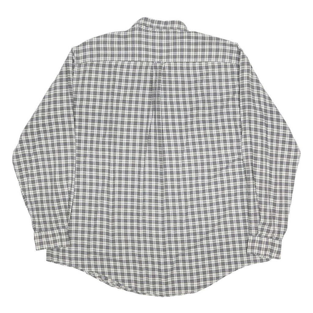 NAUTICA Mens Grey Checked Cotton Shirt XL Button Long Sleeve Classic Casual Wear