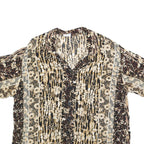 BASIC EDITIONS Womens Beige & Brown Printed Shirt Short Sleeve Collared XL