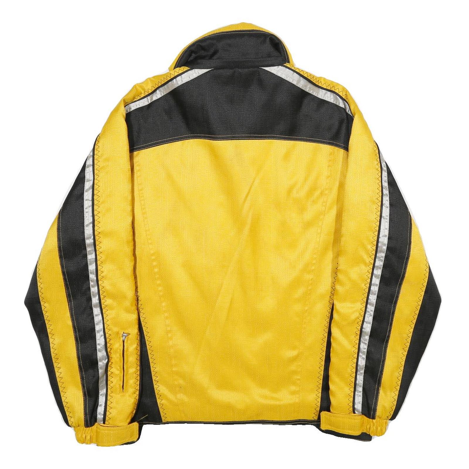 GIERRE Mens Yellow & Black Outdoor Jacket L Nylon Zip Reflective Stripes