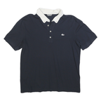 LACOSTE Mens Blue & White Button-Down Collar Short Sleeve Polo Shirt M Cotton