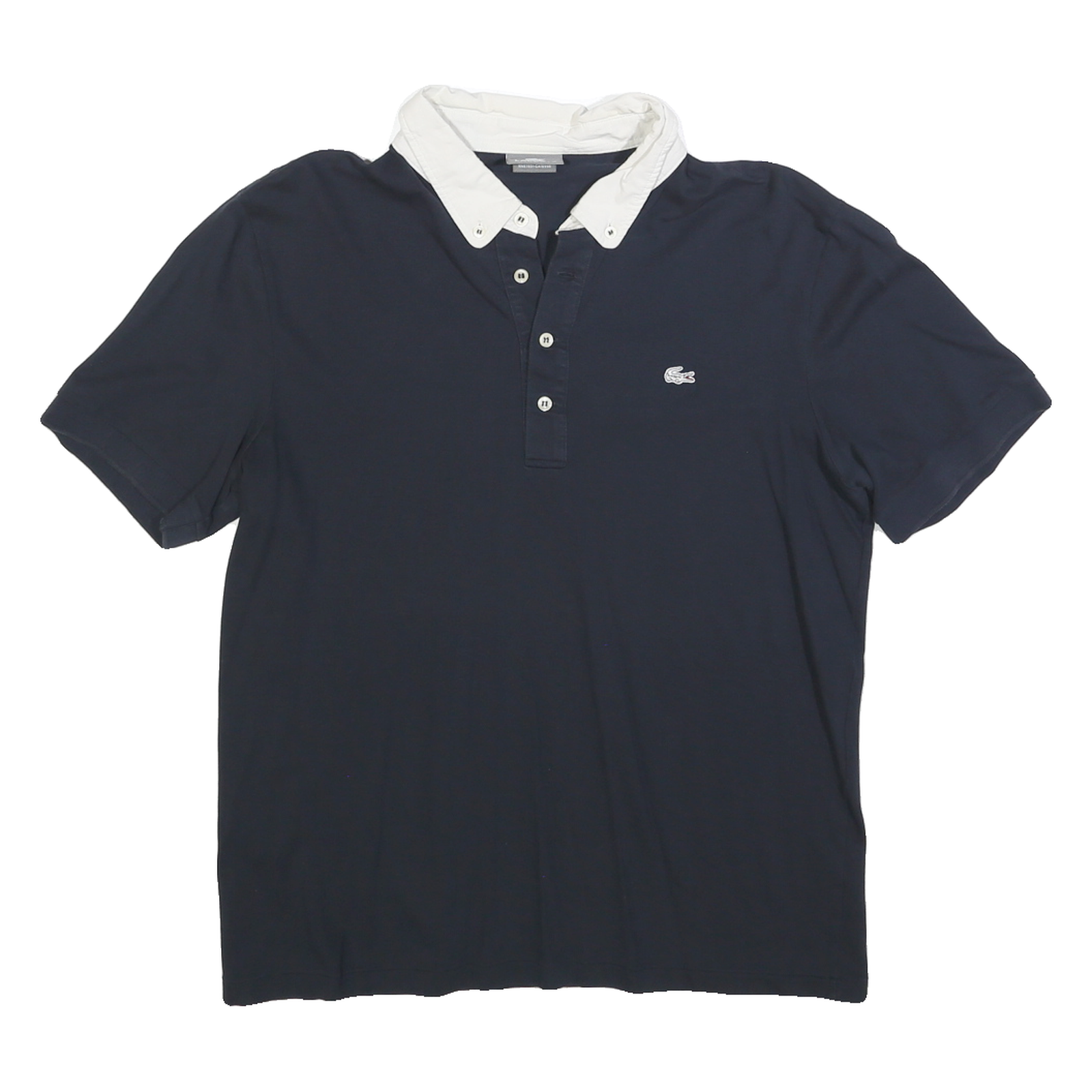 LACOSTE Mens Blue & White Button-Down Collar Short Sleeve Polo Shirt M Cotton