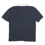 LACOSTE Mens Blue & White Button-Down Collar Short Sleeve Polo Shirt M Cotton