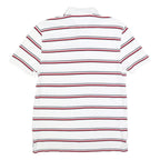 TOMMY HILFIGER Mens White Red & Navy Striped Short Sleeve Polo Shirt S Cotton