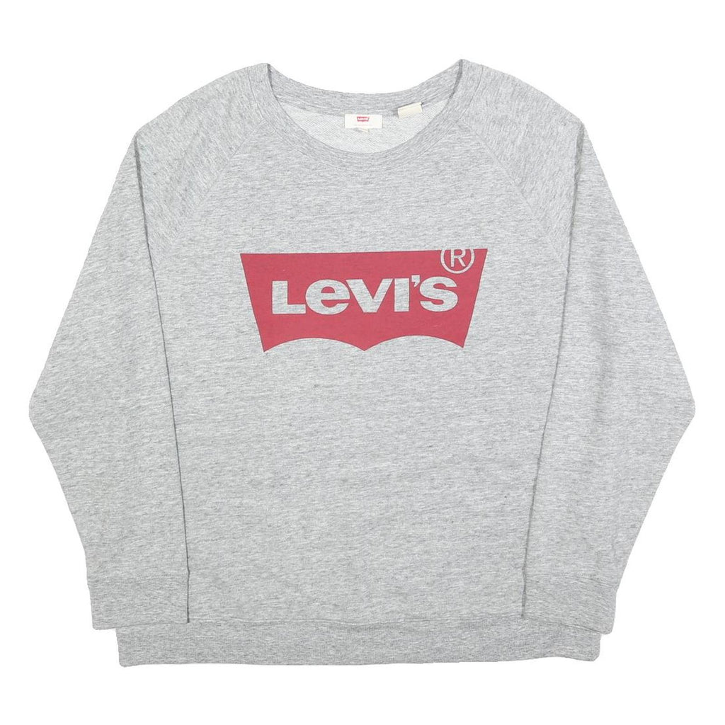 LEVI'S Womens Grey Sweatshirt Crew Neck 2XL Cotton Blend Logo Pullover