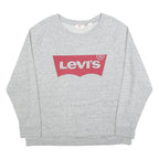 LEVI'S Womens Grey Sweatshirt Crew Neck 2XL Cotton Blend Logo Pullover