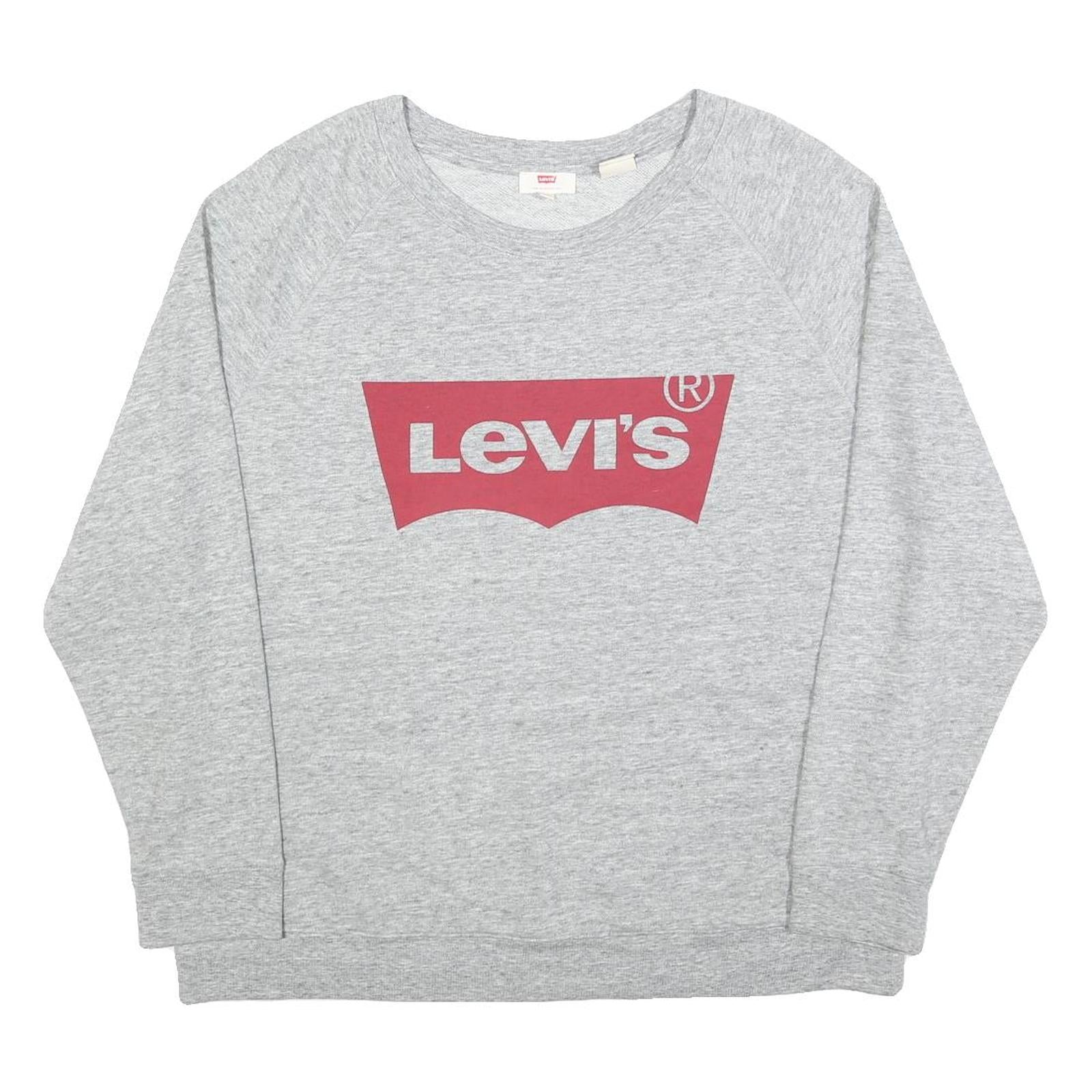 LEVI'S Womens Grey Sweatshirt Crew Neck 2XL Cotton Blend Logo Pullover