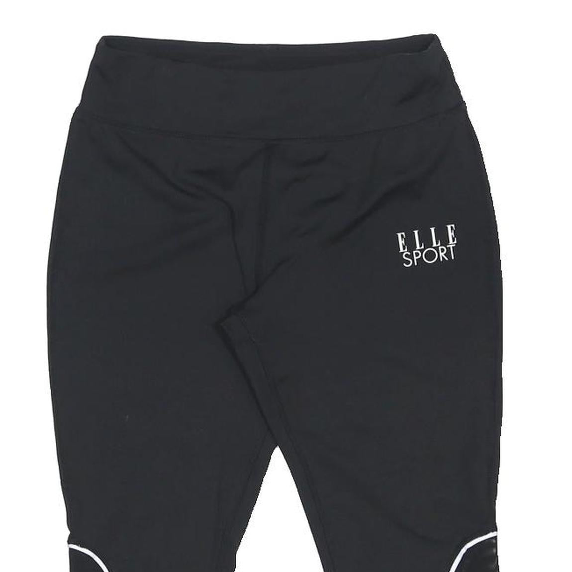ELLE SPORT Womens Shorts Black S W24 Activewear Logo Cropped