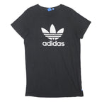 ADIDAS ORIGINALS Womens Black Cotton Blend Logo Print T Shirt UK 12 Casual Top