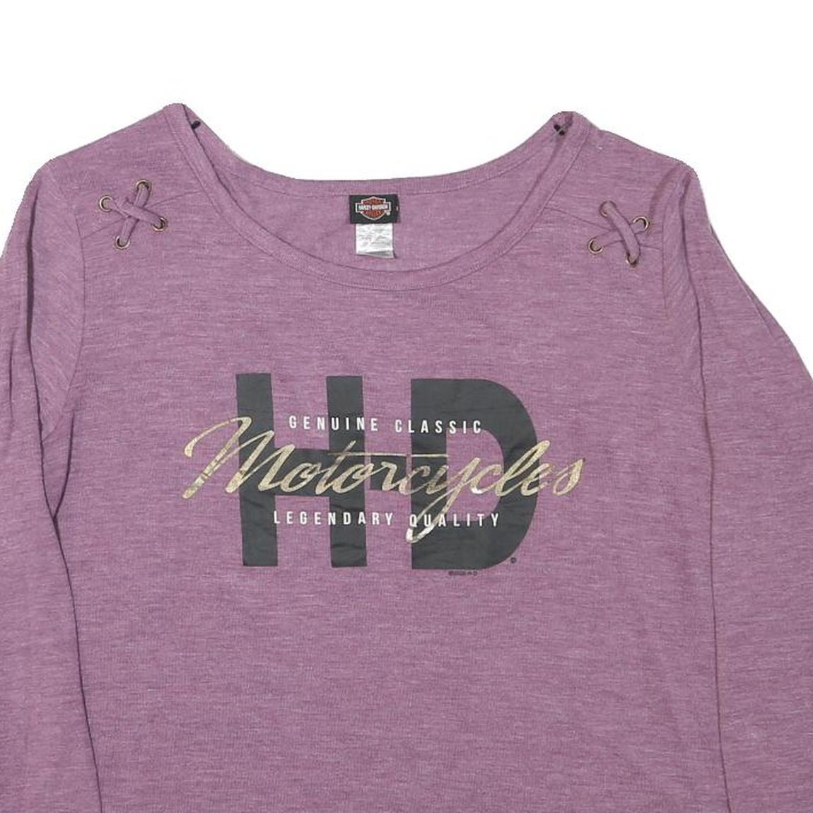 HARLEY DAVIDSON Womens Purple Long Sleeve Crew Neck Graphic T-Shirt XL