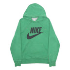 NIKE Mens Green Pullover Hoodie M Cotton Blend Logo Sweatshirt Casual