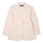 SAG HARBOR Womens Cream Wool Button Jacket M Plain Classic Blazer Outerwear