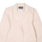 SAG HARBOR Womens Cream Wool Button Jacket M Plain Classic Blazer Outerwear