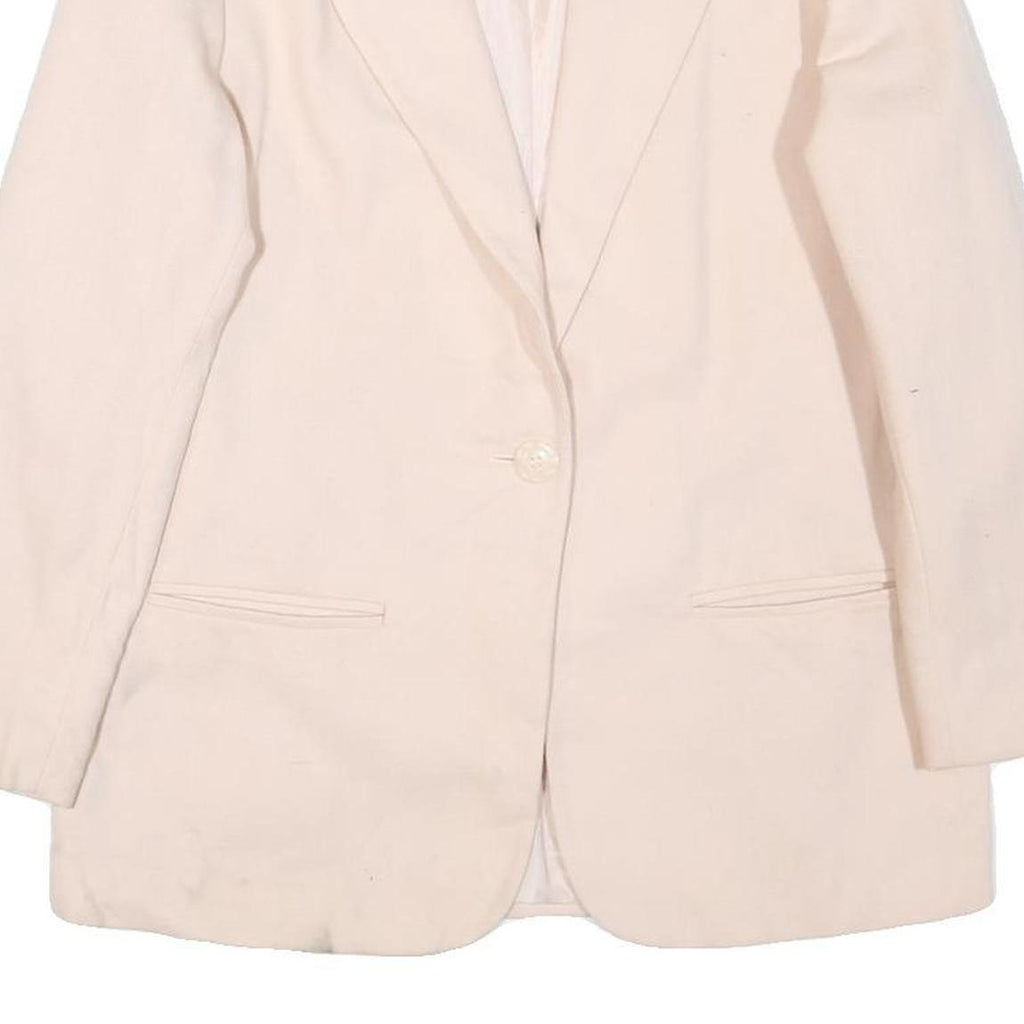 SAG HARBOR Womens Cream Wool Button Jacket M Plain Classic Blazer Outerwear