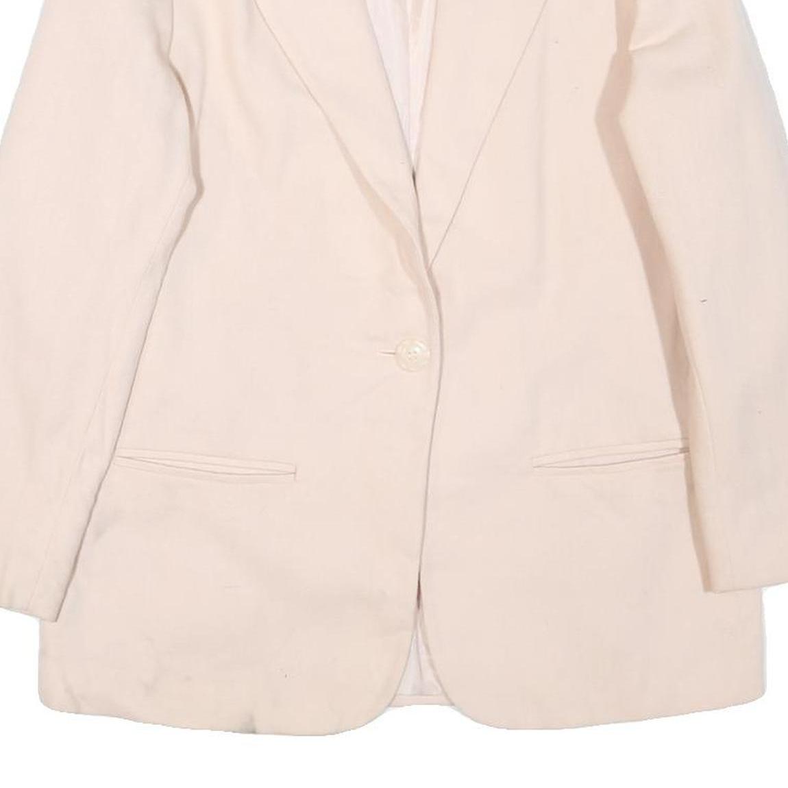 SAG HARBOR Womens Cream Wool Button Jacket M Plain Classic Blazer Outerwear