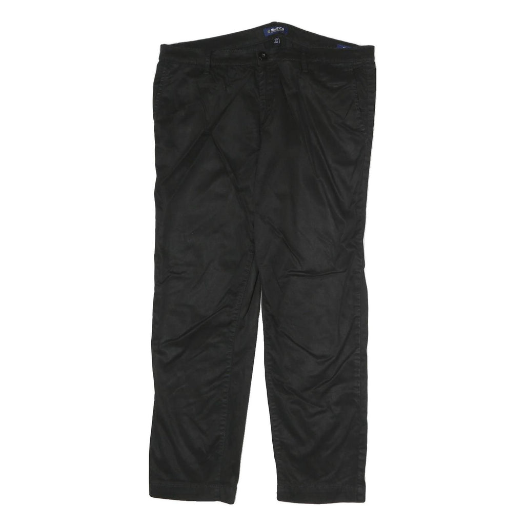 NAUTICA Mens Cotton Blend Black Regular Zip Trousers W36 L26 Classic Straight