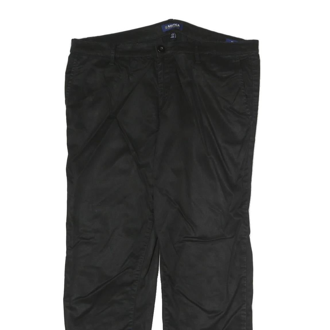 NAUTICA Mens Cotton Blend Black Regular Zip Trousers W36 L26 Classic Straight