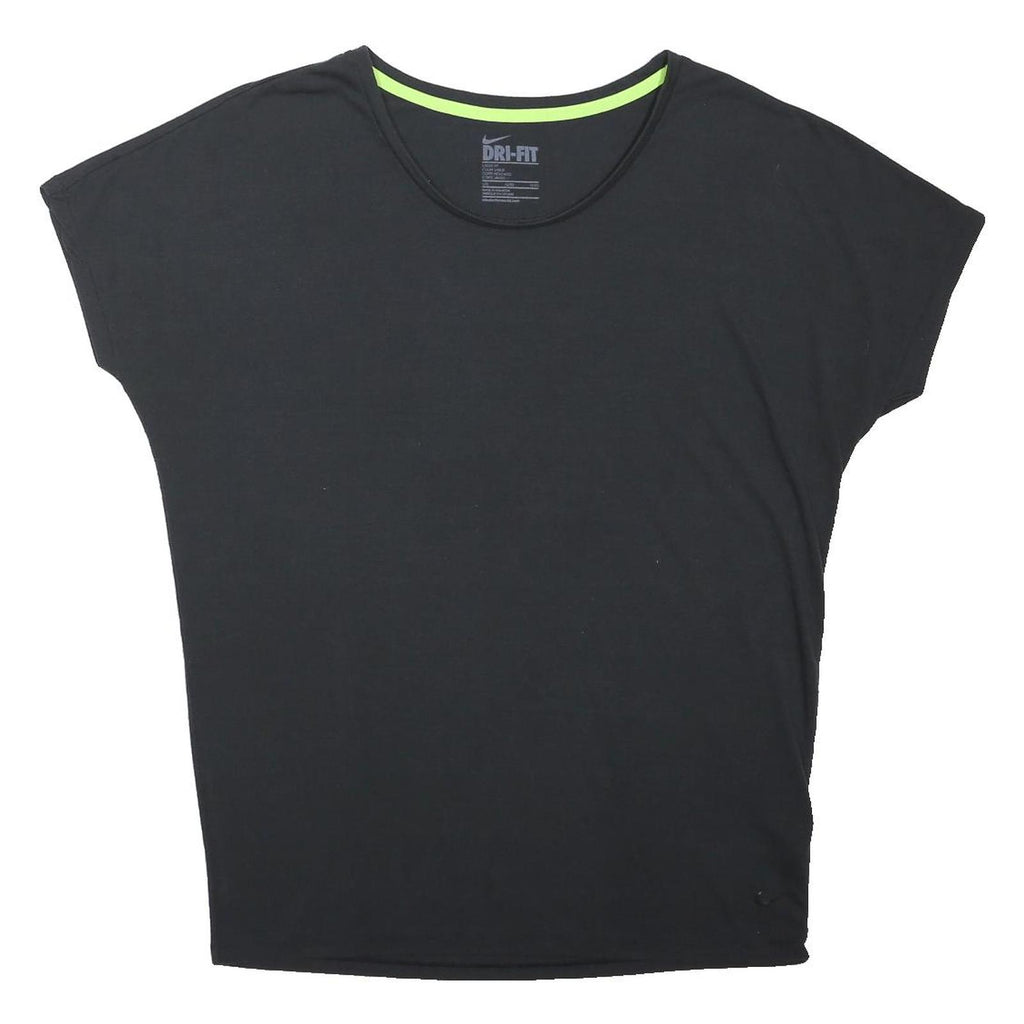 NIKE Womens Black Short Sleeve Round Neck Cotton Blend T-Shirt L Dri-Fit Sport