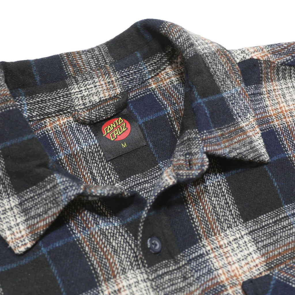 SANTA CRUZ Mens Black & Blue Checked Shirt M Long Sleeve Polyester Casual