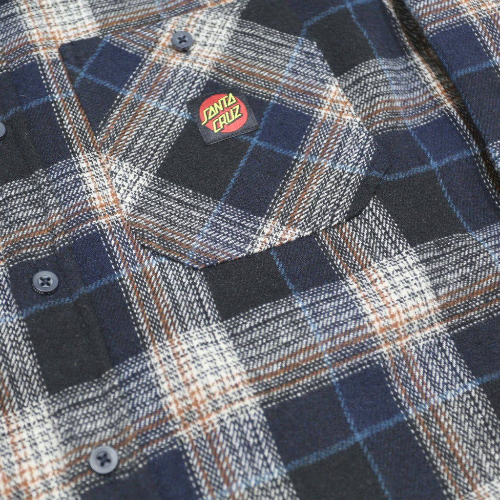 SANTA CRUZ Mens Black & Blue Checked Shirt M Long Sleeve Polyester Casual