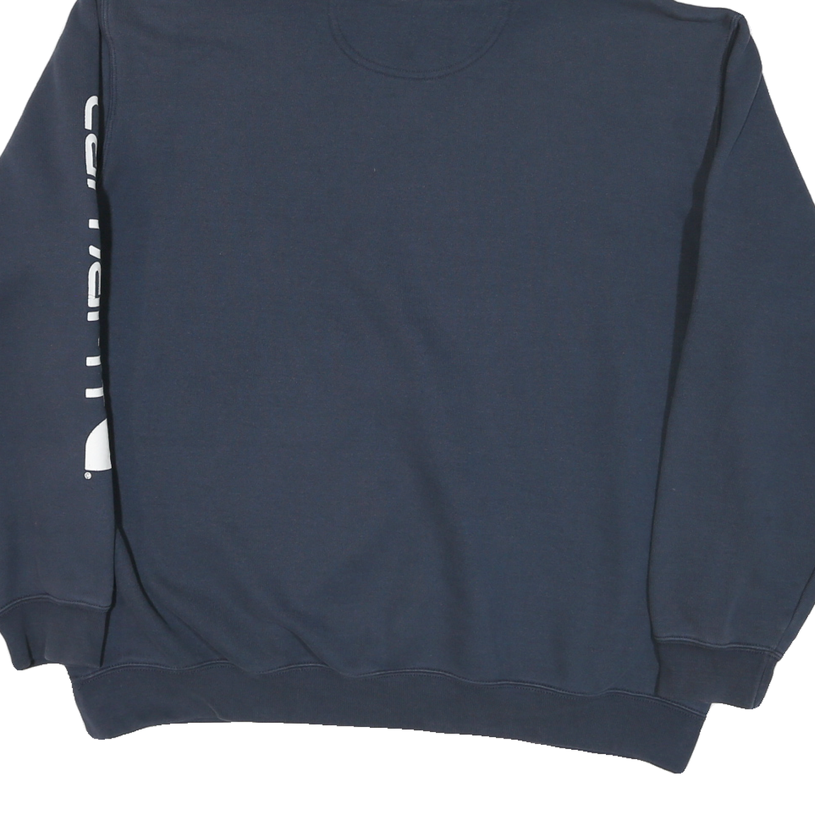 CARHARTT Mens Navy Hoodie XL Cotton Blend Pullover Hooded Sweatshirt Logo Sleeve