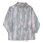 Womens Pastel Blue & Pink Abstract Button Jacket UK 20 Polyester Blend Relaxed