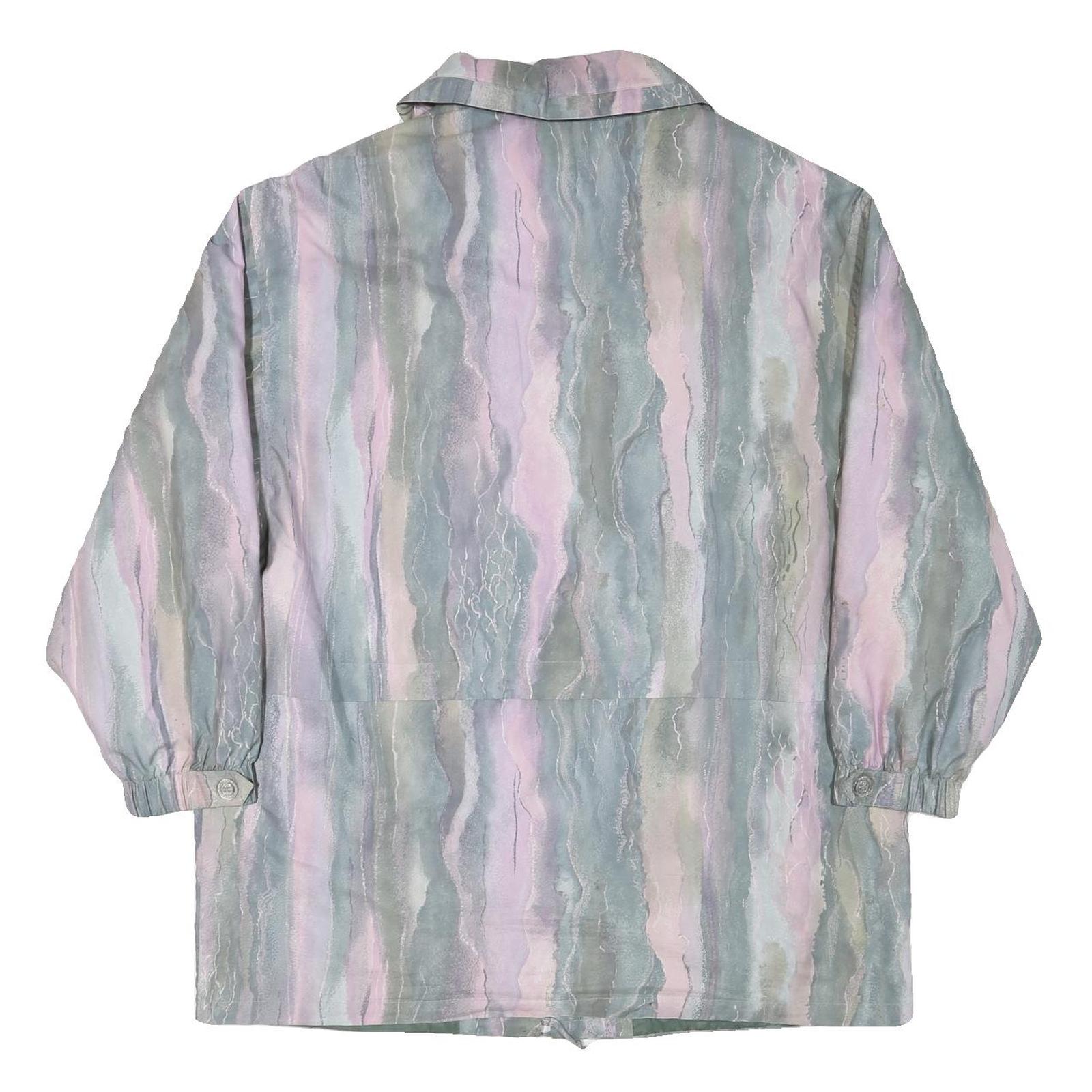 Womens Pastel Blue & Pink Abstract Button Jacket UK 20 Polyester Blend Relaxed