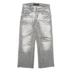 RPM NO 1 Womens Jeans Blue Relaxed Wide-Leg Denim Medium W32 L26 Cropped Button