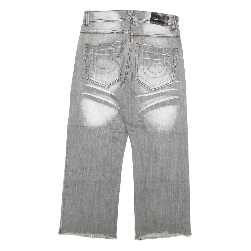 RPM NO 1 Womens Jeans Blue Relaxed Wide-Leg Denim Medium W32 L26 Cropped Button