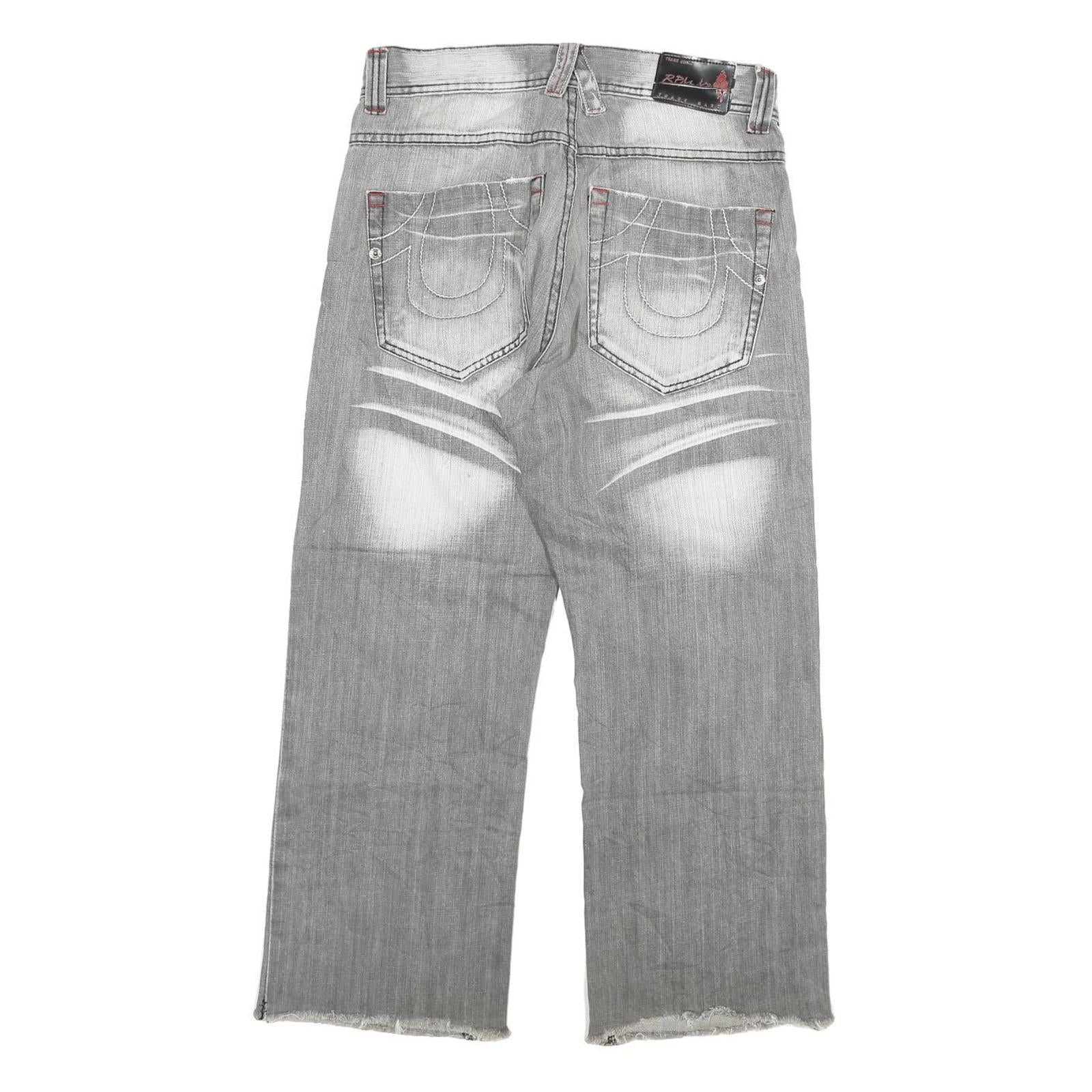 RPM NO 1 Womens Jeans Blue Relaxed Wide-Leg Denim Medium W32 L26 Cropped Button