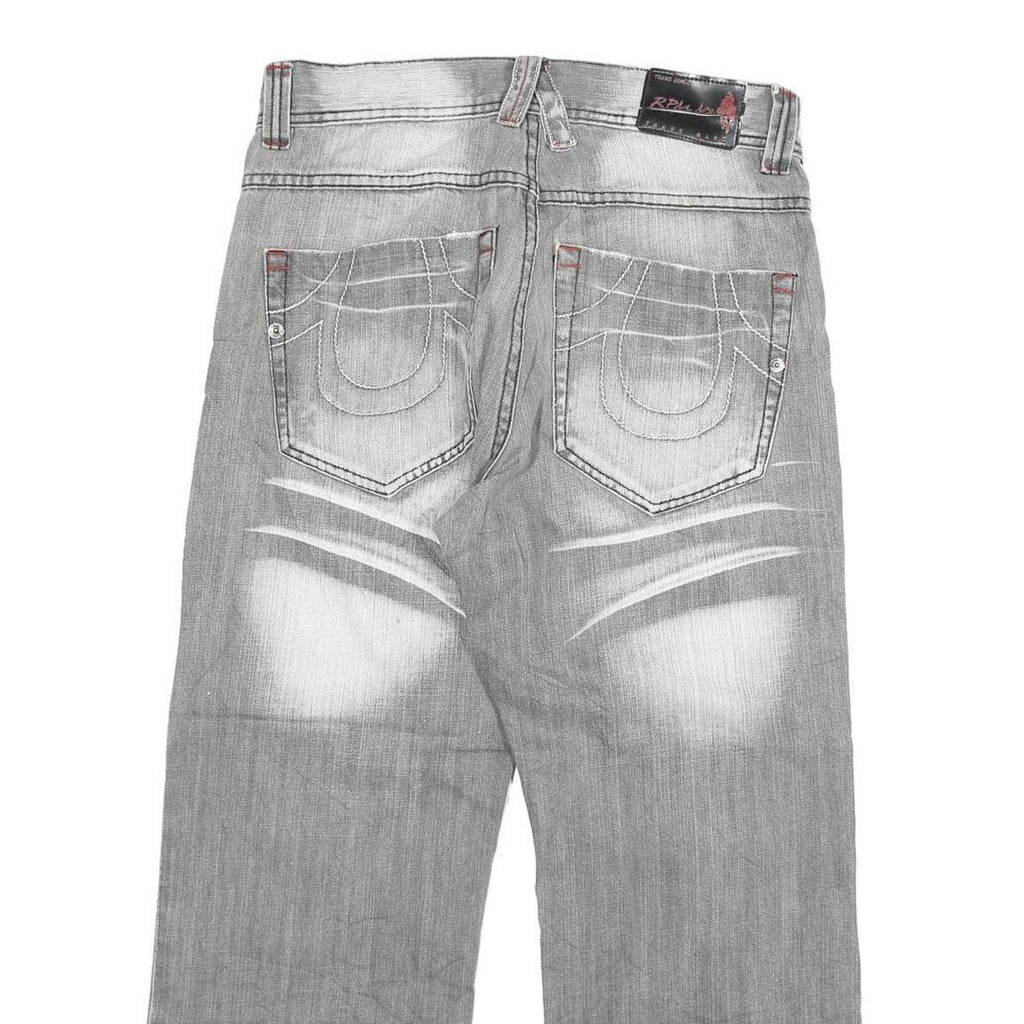 RPM NO 1 Womens Jeans Blue Relaxed Wide-Leg Denim Medium W32 L26 Cropped Button