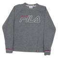 FILA Mens Grey Cotton Blend Crew Neck M Sweatshirt Logo Embroidered Casual