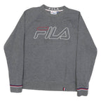 FILA Mens Grey Cotton Blend Crew Neck M Sweatshirt Logo Embroidered Casual