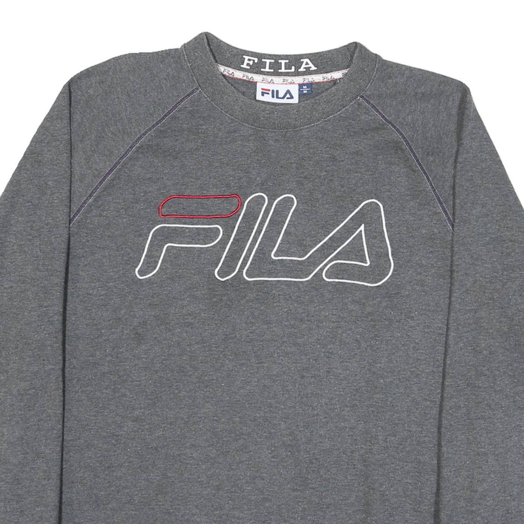FILA Mens Grey Cotton Blend Crew Neck M Sweatshirt Logo Embroidered Casual