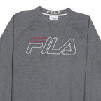 FILA Mens Grey Cotton Blend Crew Neck M Sweatshirt Logo Embroidered Casual