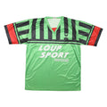 Mens Green & Black Sports Graphic T-Shirt L Short Sleeve V-Neck Polyester