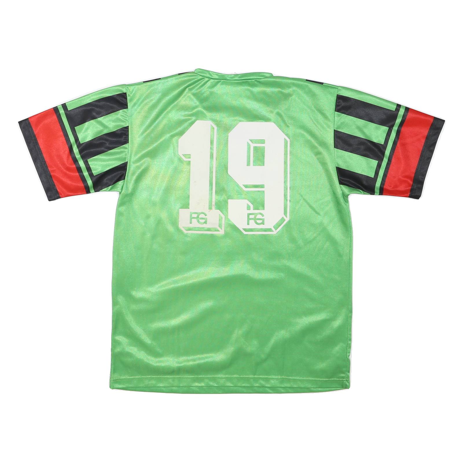 Mens Green & Black Sports Graphic T-Shirt L Short Sleeve V-Neck Polyester