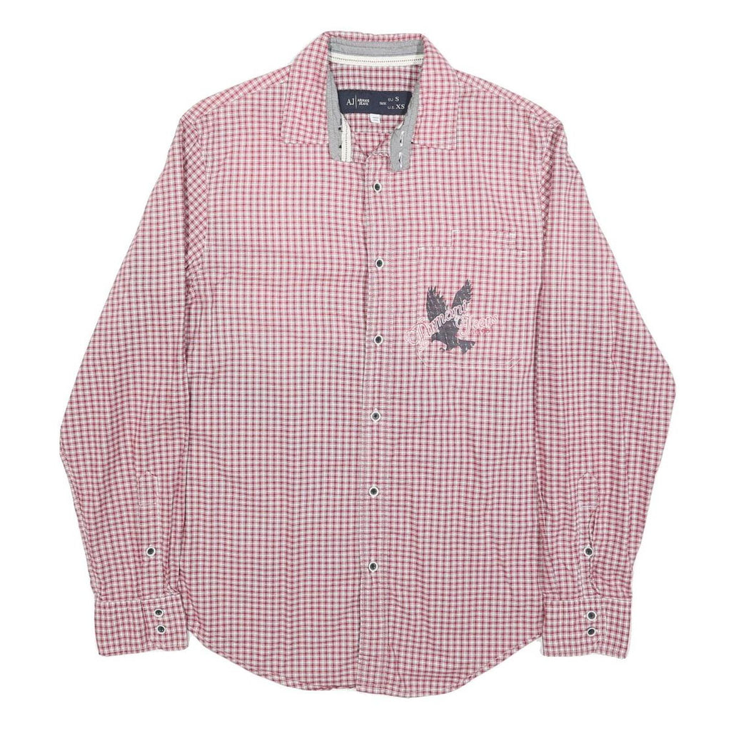 ARMANI JEANS Mens Red & White Check Shirt S Cotton Blend Casual Style