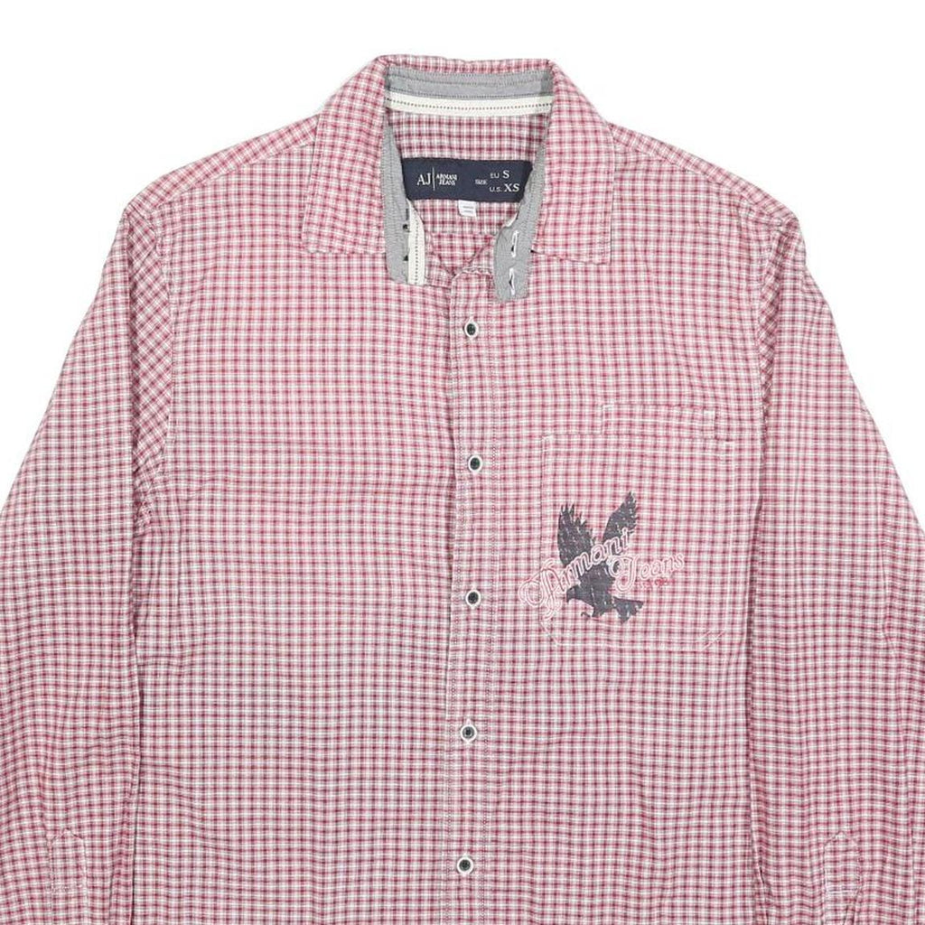 ARMANI JEANS Mens Red & White Check Shirt S Cotton Blend Casual Style