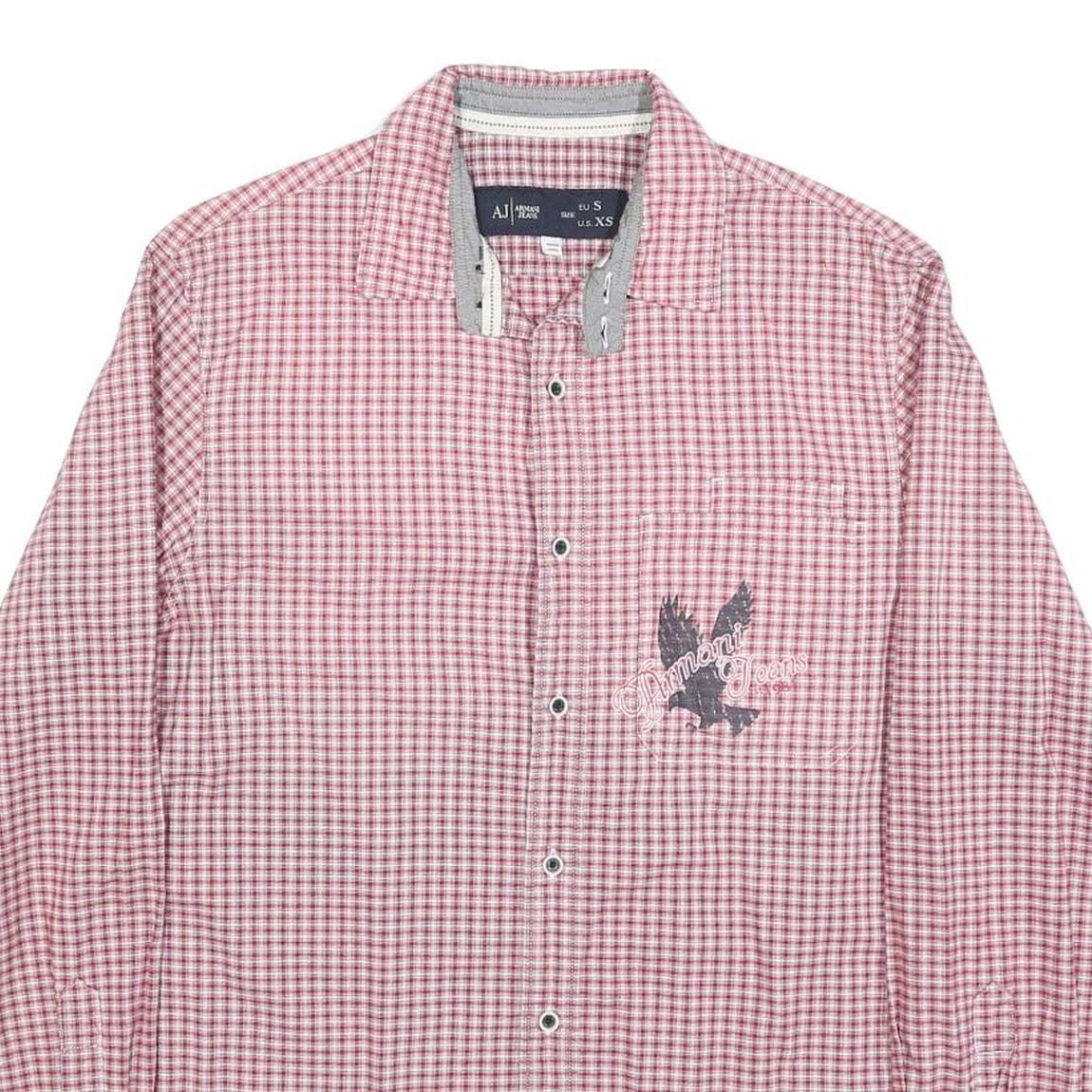 ARMANI JEANS Mens Red & White Check Shirt S Cotton Blend Casual Style