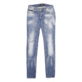 PHILIPP PLEIN Womens Blue Regular Skinny Denim Medium Wash W28 L34 Distressed