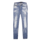PHILIPP PLEIN Womens Blue Regular Skinny Denim Medium Wash W28 L34 Distressed