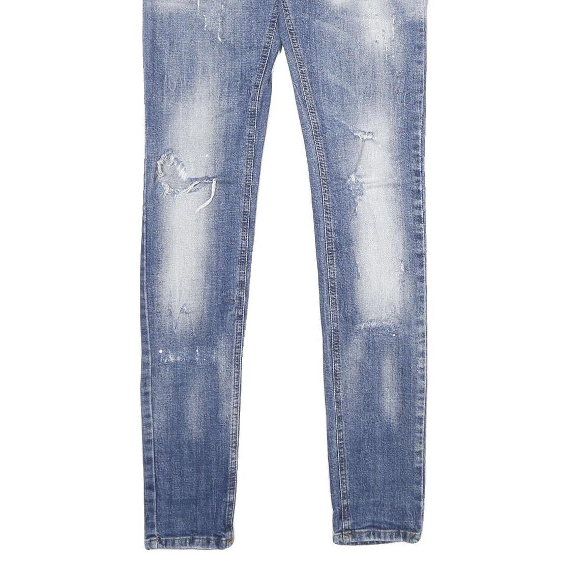 PHILIPP PLEIN Womens Blue Regular Skinny Denim Medium Wash W28 L34 Distressed
