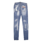 PHILIPP PLEIN Womens Blue Regular Skinny Denim Medium Wash W28 L34 Distressed
