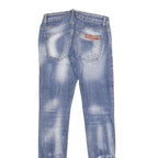 PHILIPP PLEIN Womens Blue Regular Skinny Denim Medium Wash W28 L34 Distressed