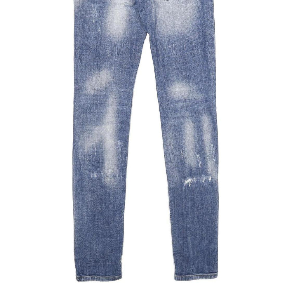 PHILIPP PLEIN Womens Blue Regular Skinny Denim Medium Wash W28 L34 Distressed