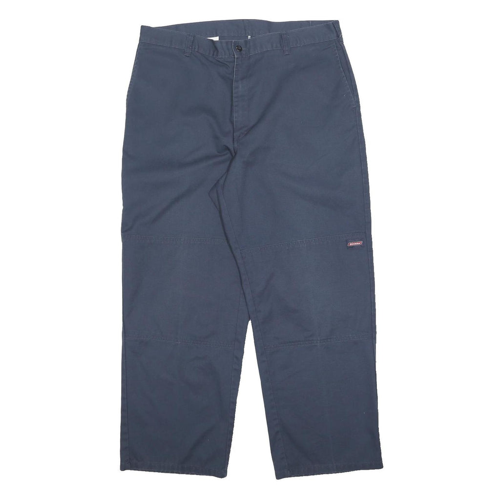 DICKIES Mens Cotton Blend Navy Relaxed Straight Trousers W38 L30 Workwear Zip